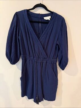 Anthropologie Navy Blue Romper with Tassel